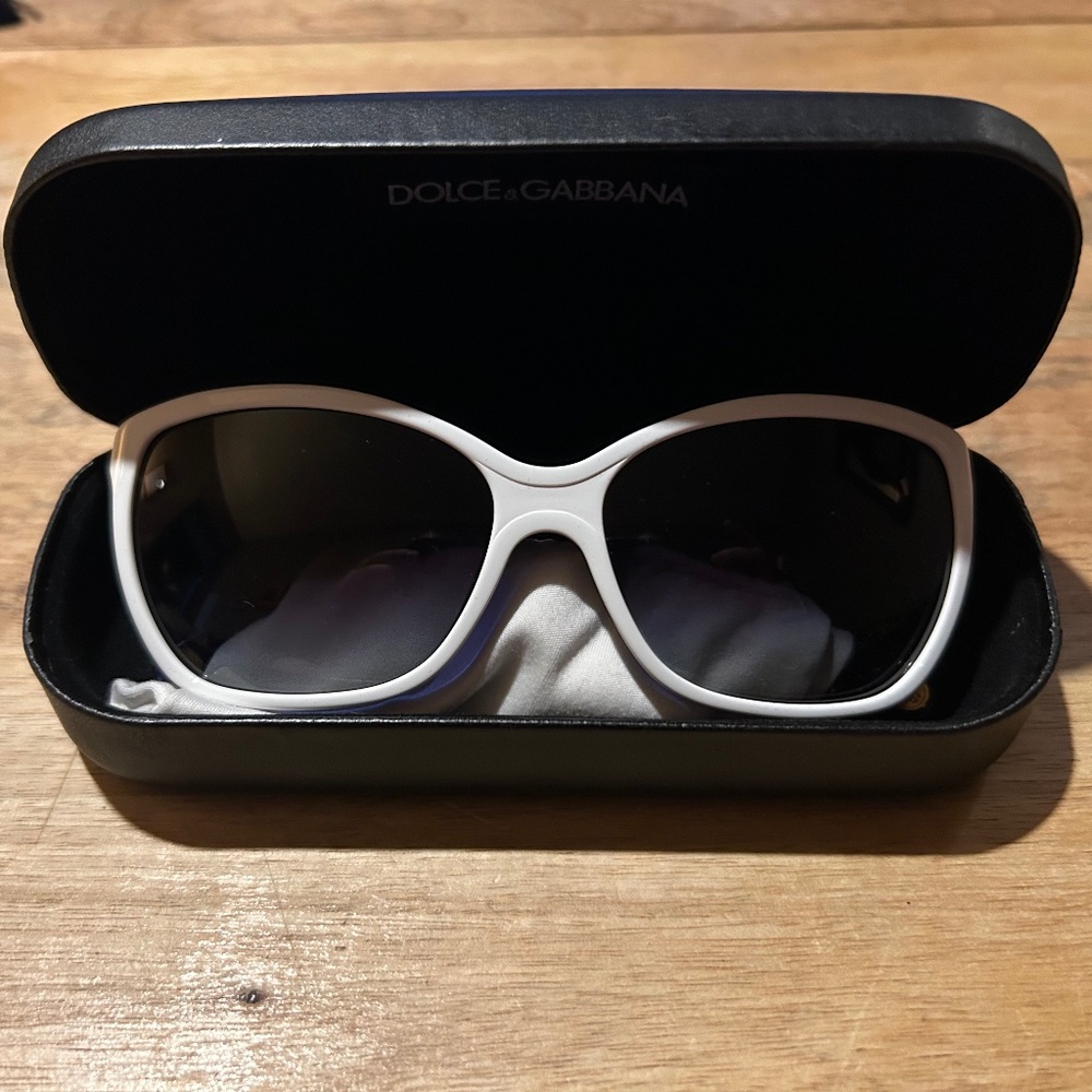 Dolce & Gabbana White and Blue Oversized Sunglasses with Case